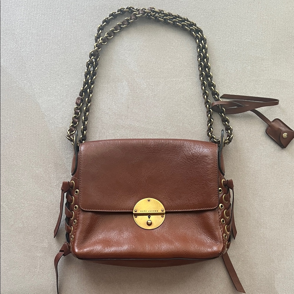 Marc Jacobs Spring 2014 Brown Leather Shoulder Bag with Gold Chain